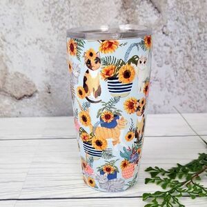 Clementine NWOT Floral Cat Tumbler 20oz